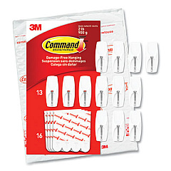 Command General Purpose Wire Hooks, Medium, 2 lb Cap, White, 13 Hooks and 16 Strips/Pack (1706513)