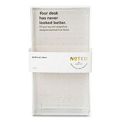 Noted by Post-it Brand Acrylic Pen Tray, For 3 x 3 Pads, Clear (TRAY36)