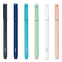Poppin Signature Ballpoint Pen, Stick, Medium 1 mm, Black Ink, Assorted Barrel Colors, 6/Pack (105066)