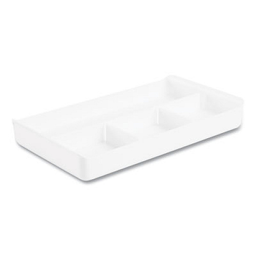 Poppin The Get-It-Together Drawer Organizer, Four Compartments, 13.5 x 7.75 x 2, Polystyrene Plastic, White (105085)