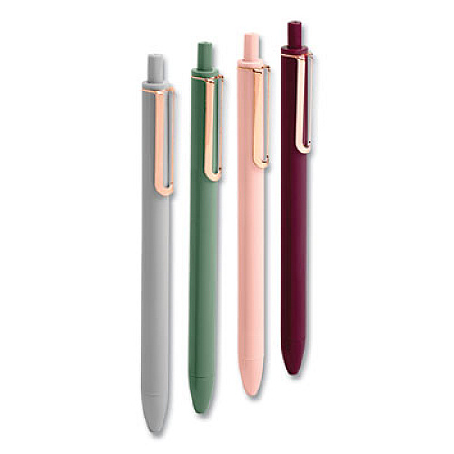 Poppin Luxe Gel Pen, Retractable, Fine 0.7 mm, Black Ink, Assorted Barrel Colors, 4/Pack (105391)
