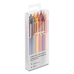 Poppin Luxe Gel Pen, Retractable, Fine 0.7 mm, Black Ink, Assorted Barrel Colors, Dozen (107125)