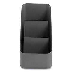 Poppin The Get-It-Together Small Desk Organizer, 3 Compartments, Polystyrene Plastic, 4 x 6.5 x 7.25, Dark Gray (107172)