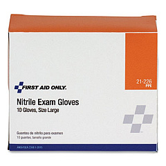 PhysiciansCare by First Aid Only Ambidextrous Non-Sterile Single Use Nitrile Medical Gloves, Large, 10/Box (21226)