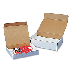 Coastwide Professional Rigid Corrugated Kraft Literature Mailer, Square Flap, Tuck-Tab Hinged Lid Closure, 9 x 7.5 x 3, White, 50/Bundle (57084)