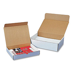 Coastwide Professional Rigid Corrugated Kraft Literature Mailer, Square Flap, Tuck Tab-Hinged Lid Closure, 12.13 x 9.25 x 5, White, 50/Bundle (57092)