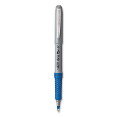 BIC Roller Glide Roller Ball Pen, Stick, Fine 0.7 mm, Blue Ink, Gray Barrel, Dozen (GRE11BE)