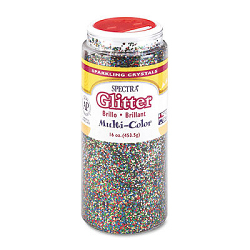 Pacon Spectra Glitter, 0.04 Hexagon Crystals, Multicolor, 16 oz Shaker-Top Jar (91790)
