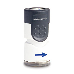 ACCUSTAMP Pre-Inked Round Stamp, Arrow, 5/8" dia, Blue (035654)