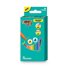 BIC Kids Coloring Crayons, 16 Assorted Colors, 16/Pack (BKPC16AST)