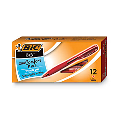BIC BU3 Ballpoint Pen, Retractable, Bold 1 mm, Red Ink, Red Barrel, Dozen (BU311RD)