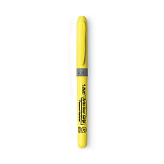 BIC Brite Liner Grip Pocket Highlighter, Fluorescent Yellow Ink, Chisel Tip, Yellow/Black/Silver Barrel, Dozen (GBL11YW)