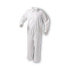 KleenGuard A35 Liquid and Particle Protection Coveralls, Zipper Front, X-Large, White, 25/Carton (38919)