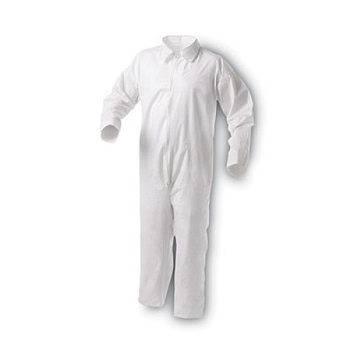 KleenGuard A35 Liquid and Particle Protection Coveralls, Zipper Front, X-Large, White, 25/Carton (38919)