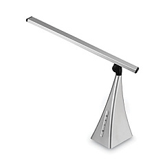 V-Light LED Pyramid-Base Tilt-Arm Desk Lamp with USB Charging Station, 12" to 16.2" High, Silver (VSLD363SN)