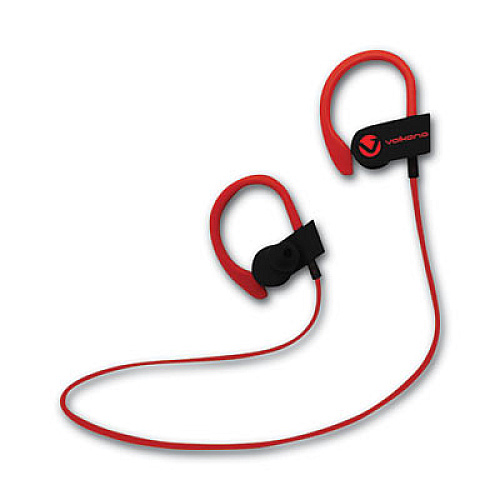 Volkano Race Series Wireless Bluetooth 4.2 Stereo Earphones with Built-In Mic, Red/Black (VK1008BKRD)