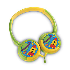 Volkano KiDDiES Series Stereo Earphones, Junior Space Explorer Design, Green/Yellow/Multicolor (VK2000BJE)