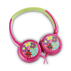 Volkano KiDDiES Series Stereo Earphones, Love Bugs Design, Pink/Green/Multicolor (VK2000GML)