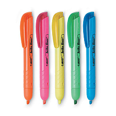 BIC Brite Liner Retractable Highlighter, Assorted Ink Colors, Chisel Tip, Assorted Barrel Colors, Dozen (BLR11AST)