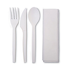 Eco-Products PolystyreneM Wrapped Cutlery Kit, White, 250/Carton (EPS005)