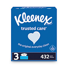Kleenex Trusted Care Facial Tissue, 2-Ply, White, 144 Sheets/Box, 3 Boxes/Pack, 12 Packs/Carton (50219)