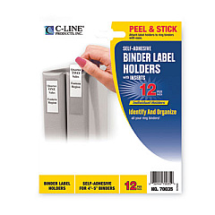C-Line Self-Adhesive Ring Binder Label Holders, Top Load, 2.75 x 3.63, Clear, 12/Pack (70035)