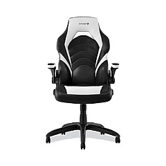 Emerge Vortex Bonded Leather Gaming Chair, Supports Up to 301 lbs, 17.9" to 21.6" Seat Height, White/Black Back, Black Base (55172)