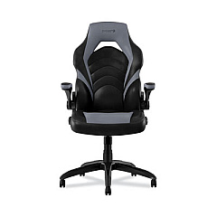 Emerge Vortex Bonded Leather Gaming Chair, Supports Up to 301 lbs, 17.9" to 21.6" Seat Height, Gray/Black Back, Black Base (58224CC)