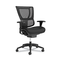 Union & Scale FlexFit 1500TF Mesh Back Fabric Task Chair, Supports Up to 300 lbs, 17.32" to 20.87" Seat Height, Black Seat/Back, Black Base (50584CC)
