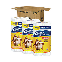 Charmin Essentials Strong Bathroom Tissue, Septic Safe, 1-Ply, White, 451/Roll, 30 Rolls/Carton (67362)