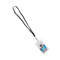 Advantus Recycled Breakaway Lanyard, Plastic J-Hook Fastener, 36" Long, Black, 10/Box (75576)