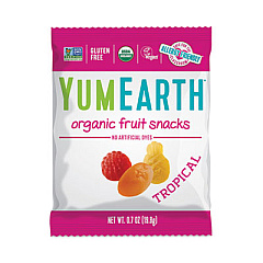 YumEarth Organic Tropical Fruit Snacks, Assorted Flavors, 0.7 oz Snack Packs, 43/Bag (27000042)