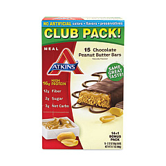 Atkins High Protein Meal Bars, Chocolate Peanut Butter, 2.12 oz, 15 Bars/Box (22000763)