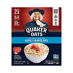 Quaker 100% Whole Grain Quick 1-Minute Oatmeal, 40 oz Bags, 2 Bags/Box (22000726)