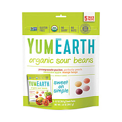 YumEarth Organic Sour Beans, Assorted Flavors, 5 Each of 0.7 oz Snack Packs/Bag, 3 Bags/Pack (27000026)