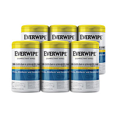 Everwipe Disinfectant Wipes, 7 x 7, Lemon, 75/Canister, 6/Carton (101075)
