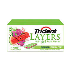 Trident Layers Gum, Watermelon & Tropical Fruit, 14/Pack, 12 Packs/Box (30400053)