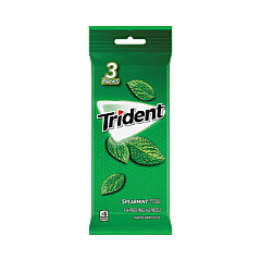 Trident Gum, Spearmint, 14 Sticks/Packet, 3 Packets/Pack, 3 Packs (30400047)