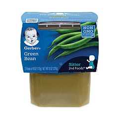 Gerber 2nd Foods Baby Food, Green Bean, 4 oz Cup, 2/Pack, 8 Packs/Box (30700058)