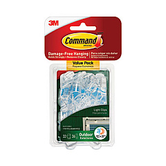Command All Weather Hooks and Strips, Plastic, Cord Clips, 32 Clips and 36 Small Strips/Pack (17017CLRAWV)
