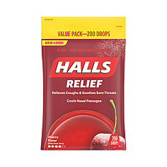 HALLS Relief Menthol Cough Suppressant - Oral Anesthetic, Cherry, Value Pack, 200/Pack (22000778)
