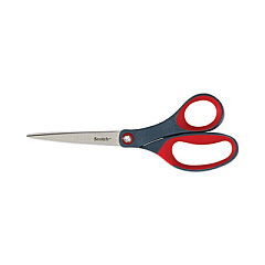 Scotch Precision Scissors, 8" Long, 3.25" Cut Length, Gray/Red Offset Handle (1448B)