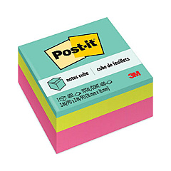 Post-it Notes Original Cubes, 3" x 3", Aqua Wave Collection, 400 Sheets/Cube (2027RCR)