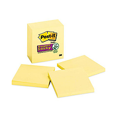 Post-it Notes Super Sticky Pads in Canary Yellow, 3" x 3", 90 Sheets/Pad, 5 Pads/Pack (6545SSCY)