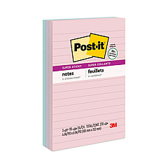 Post-it Notes Super Sticky Recycled Notes in Wanderlust Pastels Collection Colors, Note Ruled, 4" x 6", 90 Sheets/Pad, 3 Pads/Pack (6603SSNRP)