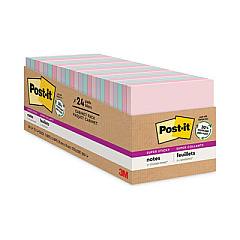 Post-it Notes Super Sticky Recycled Notes in Wanderlust Pastel Collection Colors, Cabinet Pack, 3" x 3", 70 Sheets/Pad, 24 Pads/Pack (65424NHCP)