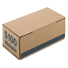 Iconex Corrugated Cardboard Coin Storage and Shipping Boxes, Denomination Printed On Side, 9.38 x 4.63 x 3.69, Blue (94190087)