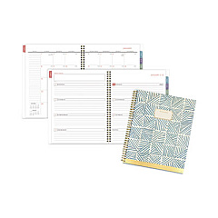 AT-A-GLANCE Badge Hand Drawn Geo Weekly/Monthly Planner, Badge Geo Artwork, 11x8.5, Blue/White Cover, 13-Month(Jan to Jan): 2023 to 2024 (1641H905)