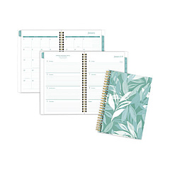 Cambridge Bali Weekly/Monthly Planner, Bali Leaf Artwork, 8.5 x 5.5, Green/White Cover, 12-Month (Jan to Dec): 2023 (1640201)