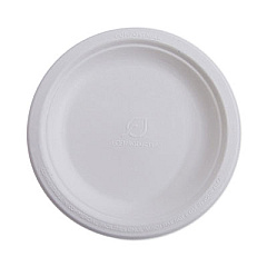 Eco-Products Renewable and Compostable Sugarcane Dinnerware, Plate, 10" dia, Natural White, 50/Pack, 10 Packs/Carton (EPP005PKCT)